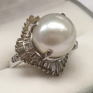 白蝶真珠14.2mm ダイヤモンド1.89Ct Pt900 リング リング 白蝶真珠14.2mm ダイヤモンド1.89Ct Pt900