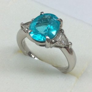 パライバトルマリン2.52Ct ダイヤモンド0.37Ct Pt900 リング リング パライバトルマリン2.52Ct ダイヤモンド0.37Ct Pt900