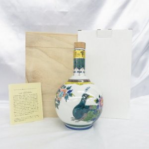 響 21年 九谷焼 色絵華王瑞鳥文瓶 箱/冊子付