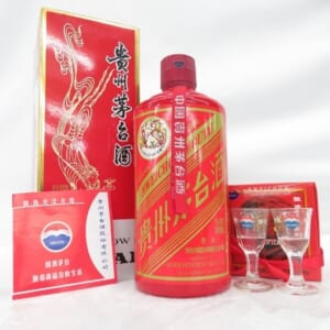 貴州茅台酒 マオタイ酒 天女ラベル 500ml 53% 2017 赤ボトル 箱/冊子/グラス付