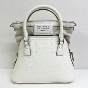 メゾンマルジェラ 5ACマイクロ 白 レザー/キャンバス SV金具 S56WG0081