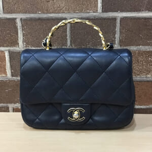 シャネル トップハンドルハンドバッグ ラムスキン チェーンショルダー AS5277