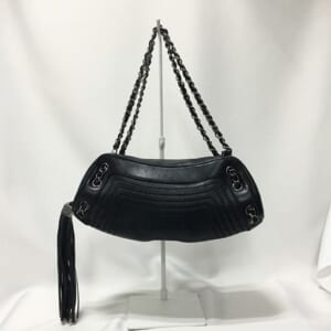 シャネル チェーンハンドバッグ ラムスキン シルバー金具 フリンジ