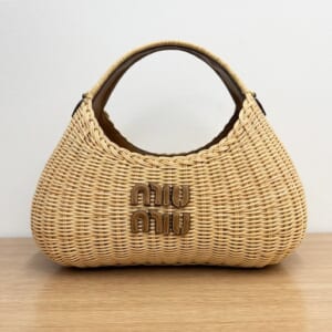ミュウミュウ ロゴ ラタン ワンダーウィッカーハンドバッグ 5BC148