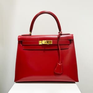 エルメス ケリー 28 ルージュヴィフ ボックスカーフ ゴールド金具