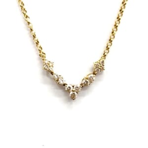 ダイヤモンドネックレス 0.5ct Vライン15Pラウンドダイヤ付YG