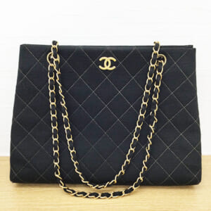 シャネル チェーントートバッグ コットン ゴールド金具