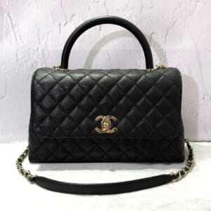 シャネル ココハンドル チェーンショルダーバッグ 29 キャビアスキン ゴールド金具 A92991