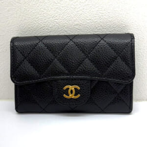 シャネル クラシックフラップカードケース キャビアスキン ブラック AP0214