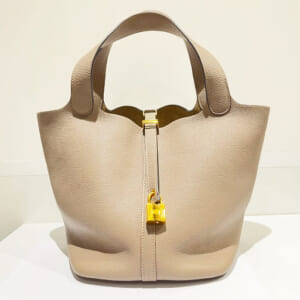 エルメス ピコタンロック MM トリヨンクレマンス トゥルティールグレー ゴールド金具