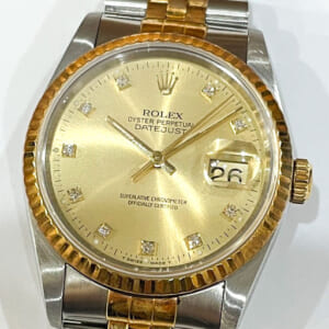 ロレックス デイトジャスト ガラス欠け ブレスレットヨレ 16233G 