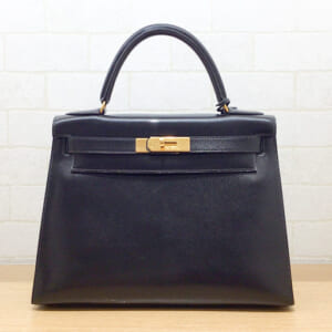 エルメス ケリー 28 ボックスカーフ 黒 ゴールド金具