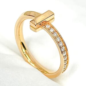 ティファニー Tワンナローリング 67795091 PG ハーフダイヤ 