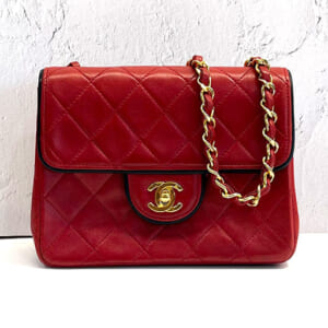 シャネル マトラッセ チェーンショルダーバッグ ラムスキン レッド