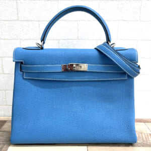 エルメス ケリー 32 ブルージーン トゴ シルバー金具