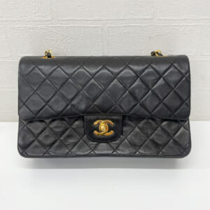 シャネル マトラッセ チェーンショルダーバッグ 25 A01112 ラムスキン 黒 ゴールド金具 内側カビ