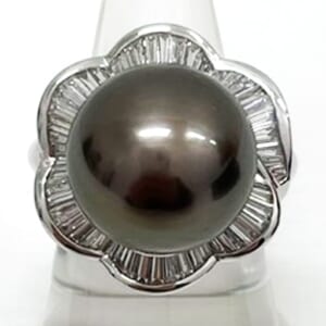 黒蝶真珠リング PT900