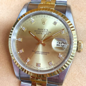 ロレックス デイトジャスト 16233G シャンパンゴールド 10ポイントダイヤ 