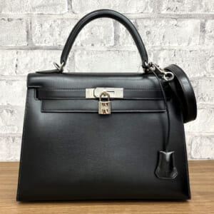 エルメス ケリー 28 黒 ボックスカーフ