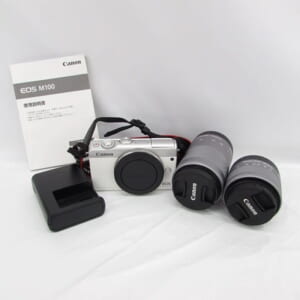 Canon キャノン ミラーレス一眼カメラ EOS M100 レンズ2本(15-45mm/55-200mm)セット ホワイト 中古品