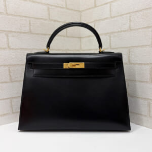 エルメス ケリー 32 ボックスカーフ 黒 ゴールド金具