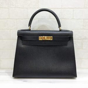 エルメス ケリー 28 アルデンヌ 黒 ゴールド金具