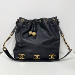 シャネル トリプルココ チェーンショルダーバッグ キャビアスキン ゴールド金具 シール無