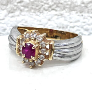 ルビーリング K18×PT900