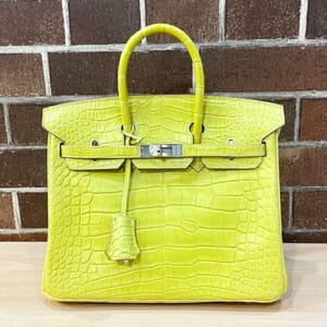 エルメス バーキン 25 アリゲーター 黄 シルバー金具