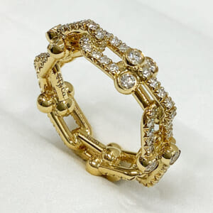 ティファニー ティファニーハードウェア スモールリンクリング YG フルダイヤ