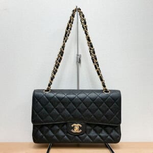 シャネル マトラッセ チェーンショルダーバッグ25 A01112 ブラック キャビア ゴールド金具