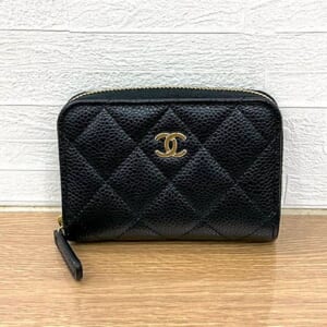 シャネル マトラッセ ジップコインパース AP0216 キャビアスキン ゴールド金具 黒