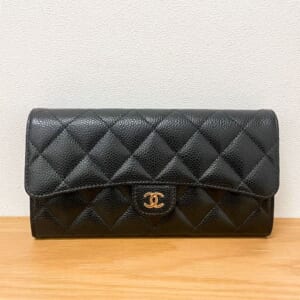 シャネル ロングフラップウォレット AP0241 キャビアスキン ゴールド金具