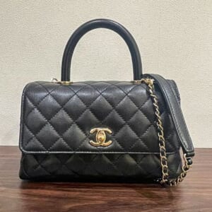 シャネル ココハンドルXSチェーンショルダーバッグ A92990 24 キャビアスキン シャンパン金具