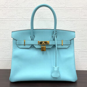 エルメス バーキン 30 エプソン ブルーアトール ゴールド金具