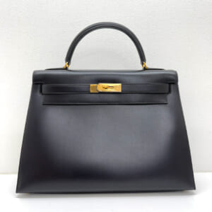 エルメス ケリー 32 ボックスカーフ 黒 ゴールド金具