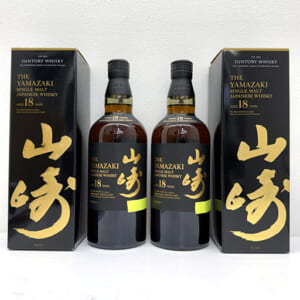 山崎 18年 シングルモルト ホログラムシール有 山崎(QRコード)シール付 箱ダメージありなど2点