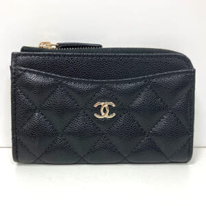 シャネル マトラッセ クラシックジップカードケース キャビアスキン AP3179 黒 シルバー金具
