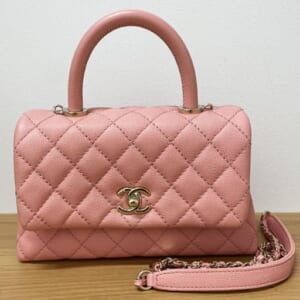 シャネル トップハンドルショルダーバッグ A92990 キャビアスキン ゴールド金具