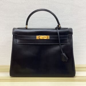 エルメス ケリー 32 内縫い 黒 ボックスカーフ ストラップなし