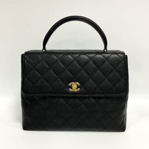 シャネル マトラッセ ハンドバッグ トップハンドル キャビアスキン A12397 ゴールド金具